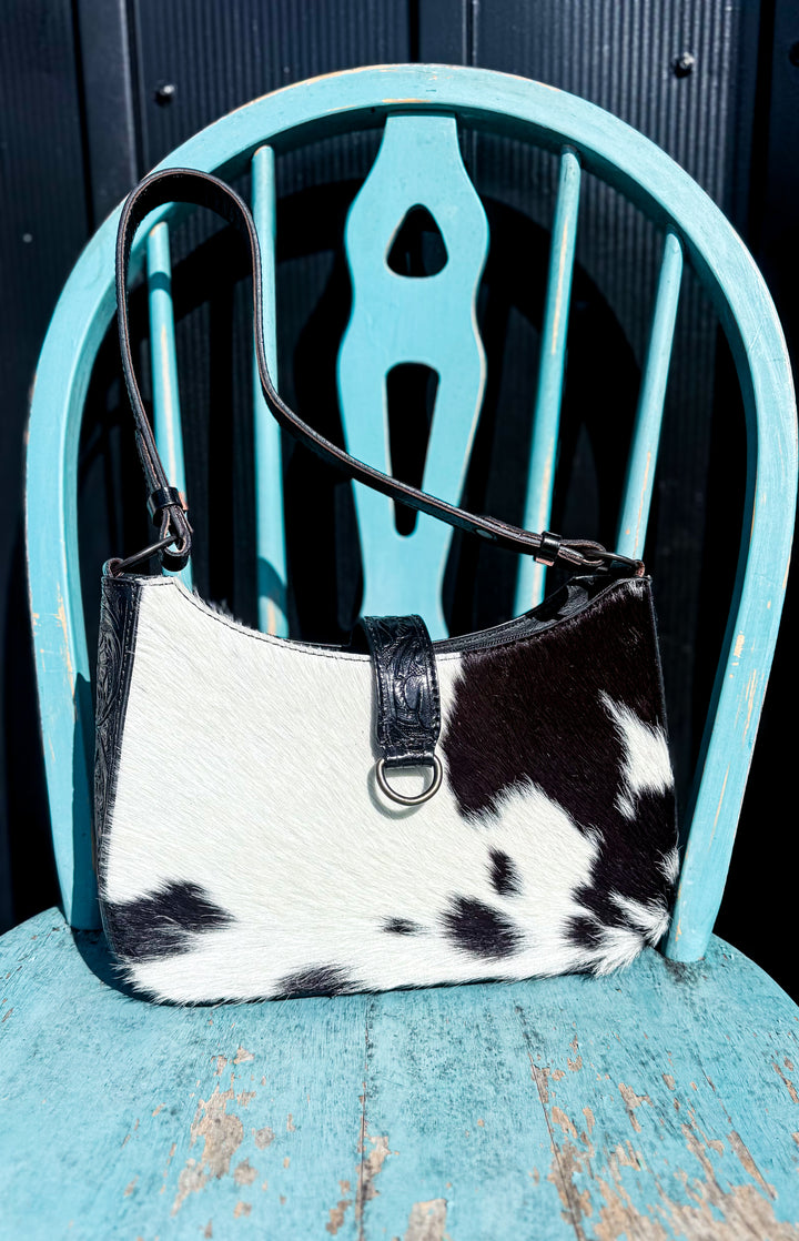 The Mercer | Black & White Cowhide Leather Shoulder Bag