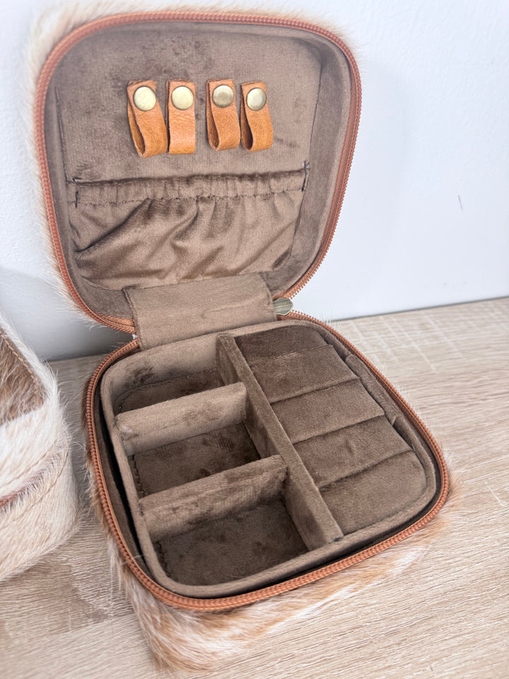 Double Decker Mini | Cowhide Travel Jewelry Box