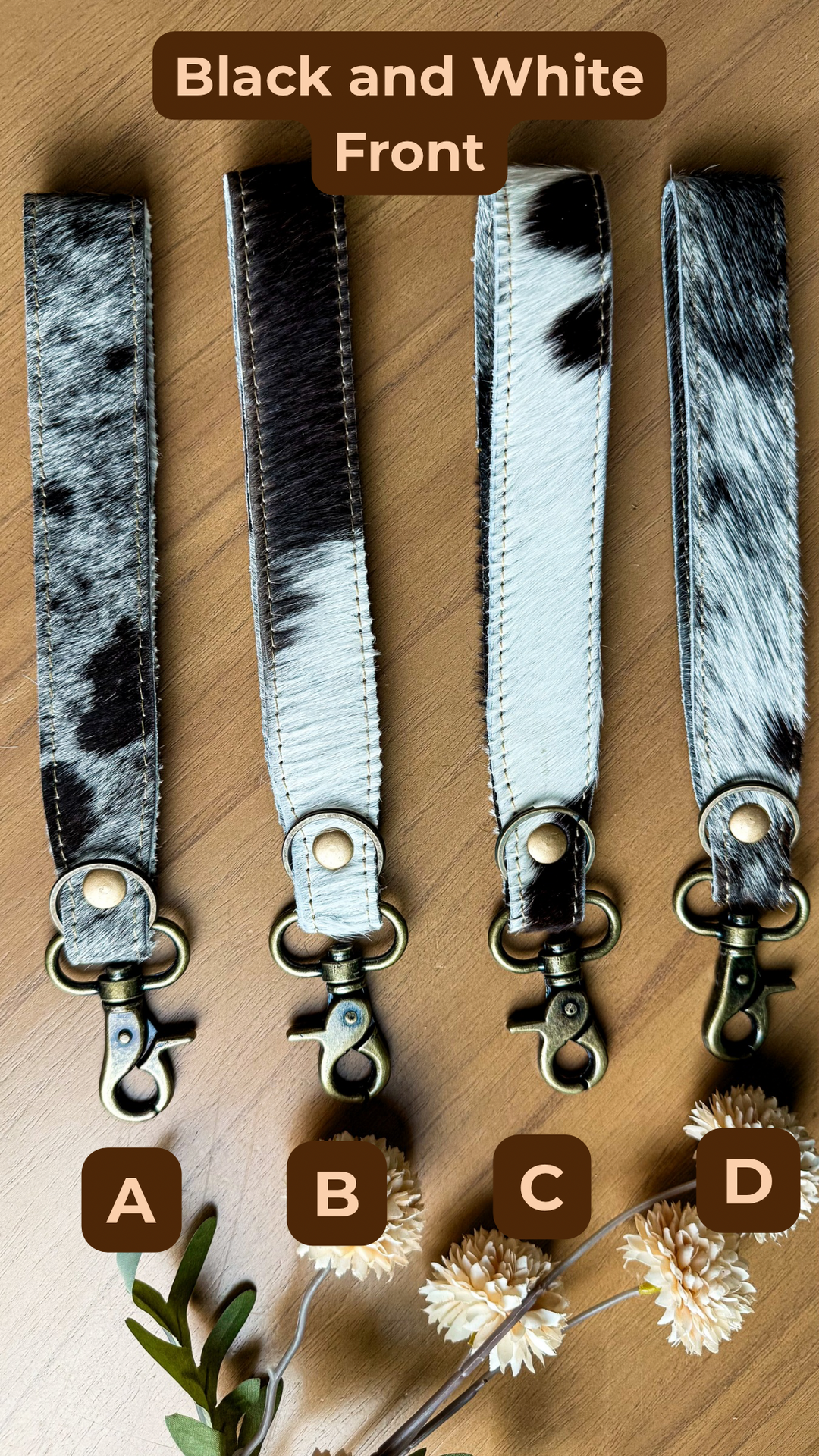 Cowhide Wristlet Keychain | Hair-On Hide Key Clip