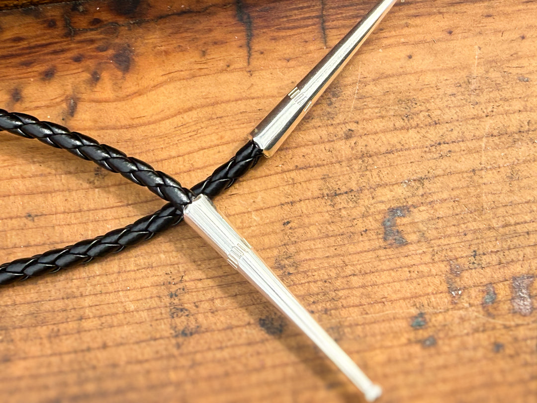 Navajo Handmade Sterling Silver Cowboy Boot Bolo Tie – Western Leather Cord Statement Tie