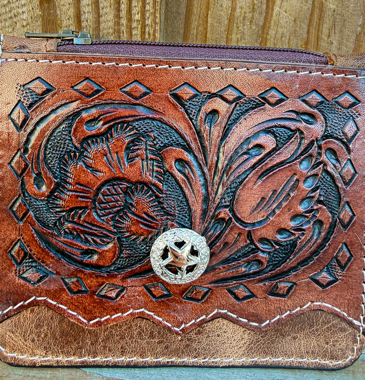 The Hitchhiker | Western Leather Card Holder Keychain