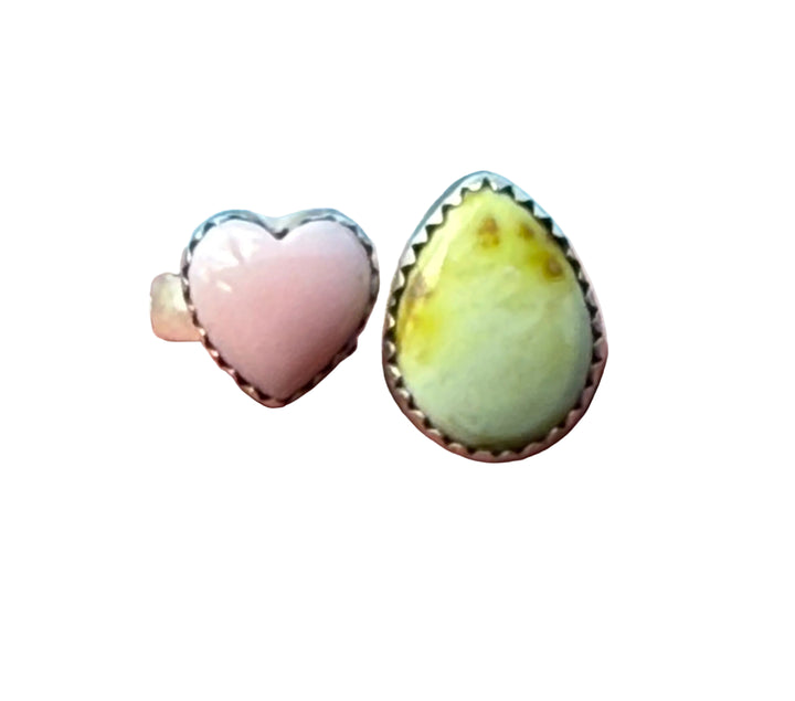 Palomino Cutie | Palomino and Pink Conch Shell Sterling Silver Adjustable Floater Ring