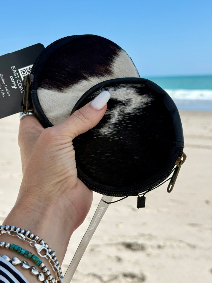 Cowhide Jewelry and Essentials Keeper | Mini Leather Zip Pouch