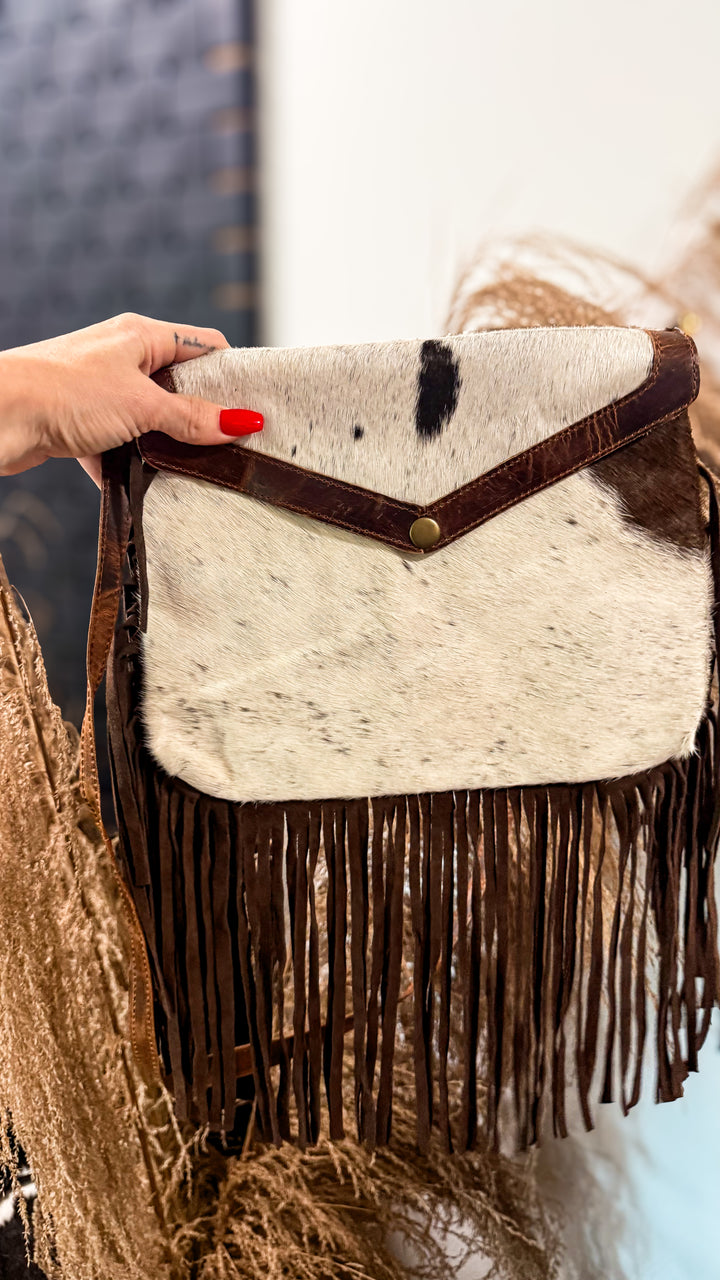 The Evelyn Fringe Crossbody | Genuine Leather & Hair-On Cowhide Western Purse