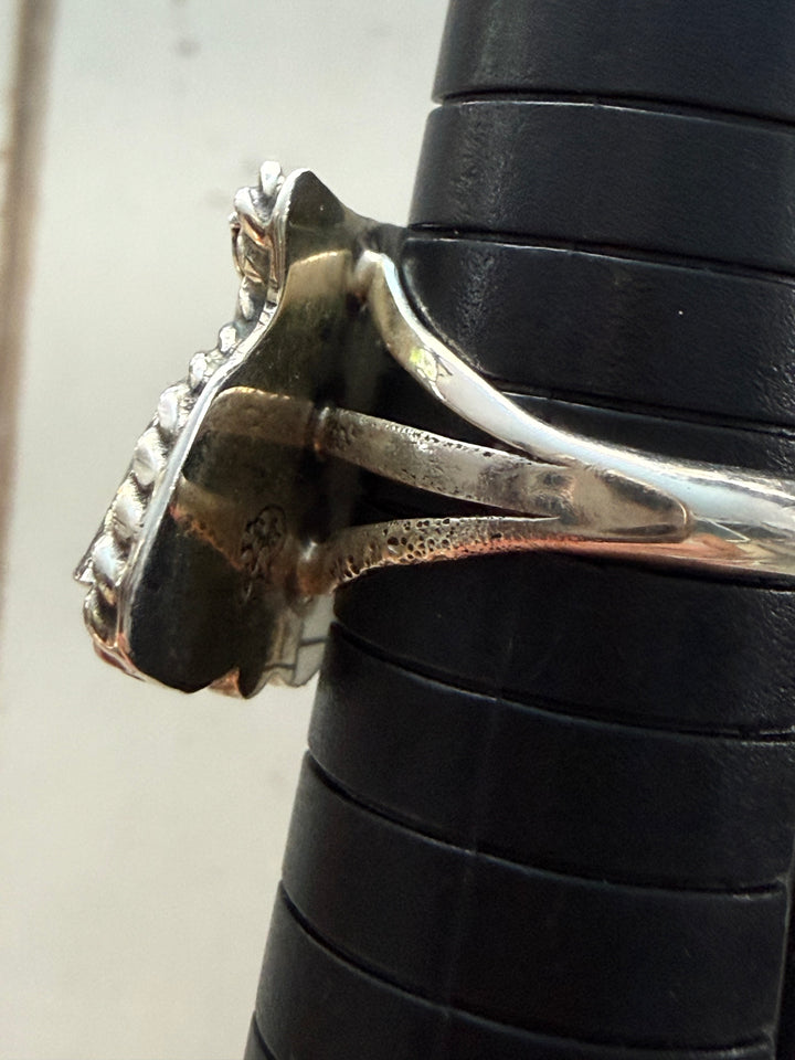 Running Bear Navajo Pink Conch Revolver Ring | Sterling Silver | Handmade | Size 7.75