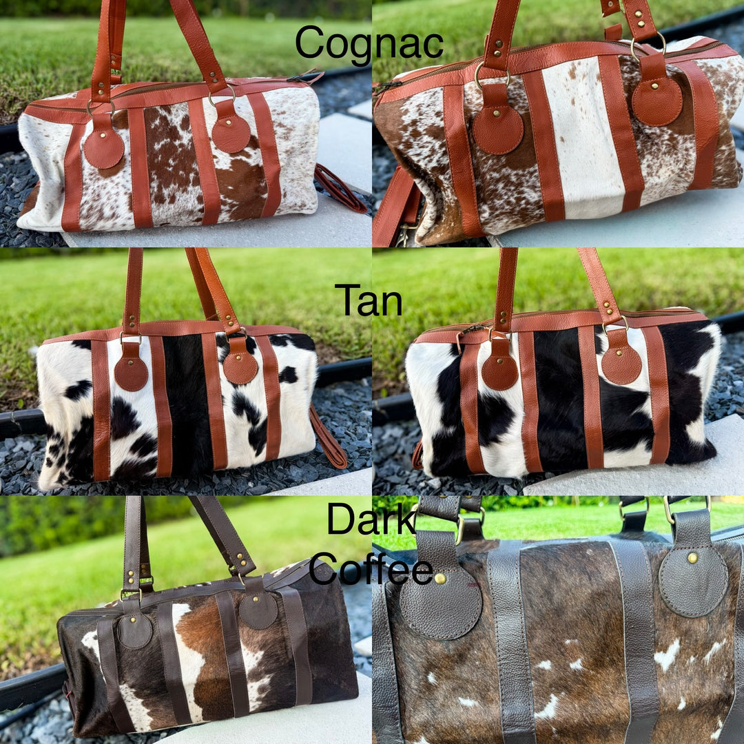 The Quick Stop | Cowhide & Leather Duffle Bag
