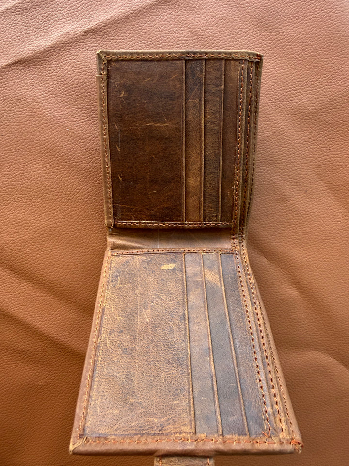 Frontier Fold | Cowhide Bifold Wallet – Handmade Western Leather Wallet for Men