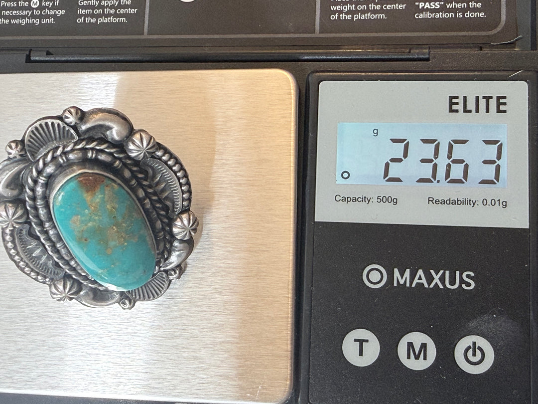Dustin Francisco Navajo Royston Turquoise Sterling Silver Statement Ring | Adjustable