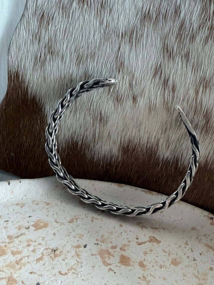 Tristan James Navajo Handmade Sterling Silver Braided Stacker Cuff Bracelet