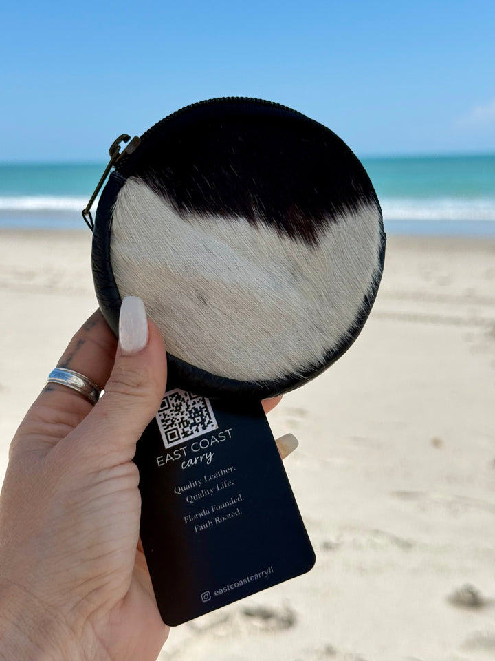 Cowhide Jewelry and Essentials Keeper | Mini Leather Zip Pouch