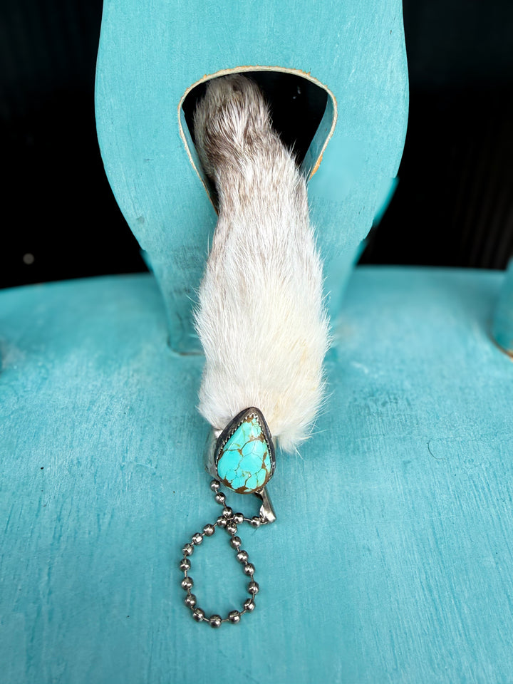 Texas Charm Rabbit’s Foot Bag Charm & Keychain | Genuine Turquoise | Handmade in Texas
