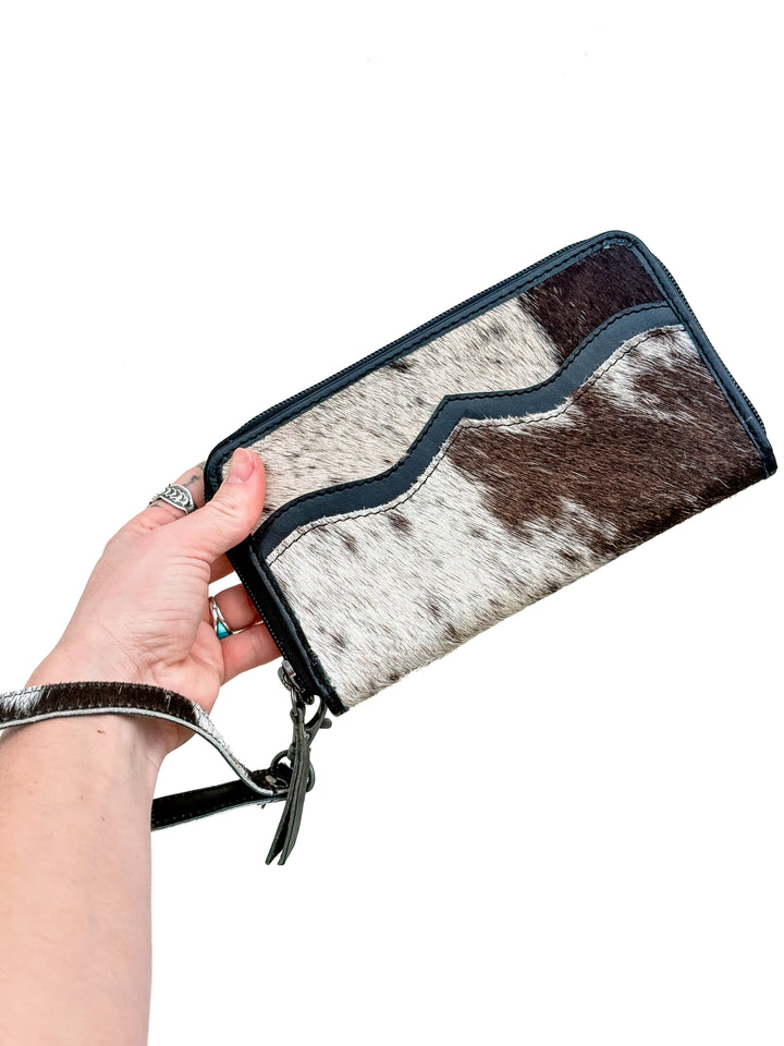 One of One Cowhide Zip-Around Wristlet Wallet