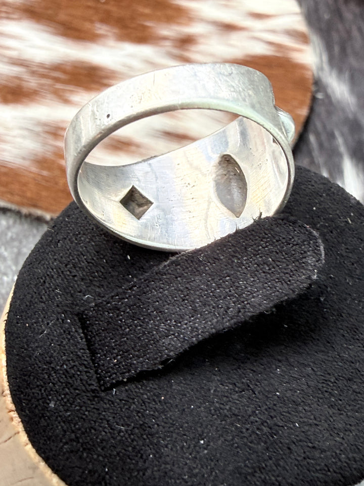 Jan Mariano Navajo Sterling Silver Cigar Band Ring | Size 8 Hand Stamped Native American Ring