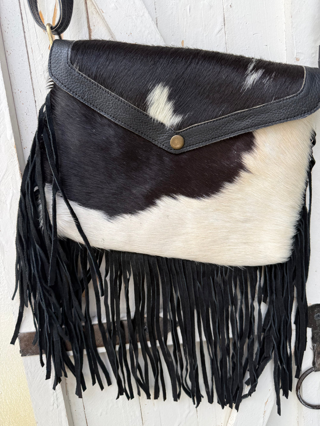 The Evelyn Fringe Crossbody | Genuine Leather & Hair-On Cowhide Western Purse