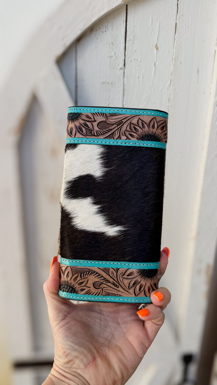Turquoise Trail Cowhide Wallet | Tooled Leather Western Wallet