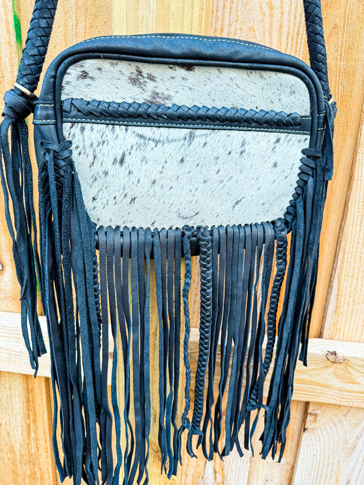 Donna Jean | Cowhide Fringe Braided Leather Crossbody