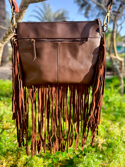 Southwestern chic fringe crossbody