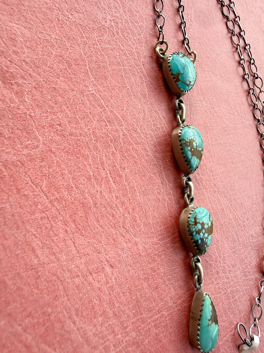 Mine No. 8–Style Turquoise Sterling Silver Lariat Necklace – Southwestern Drop