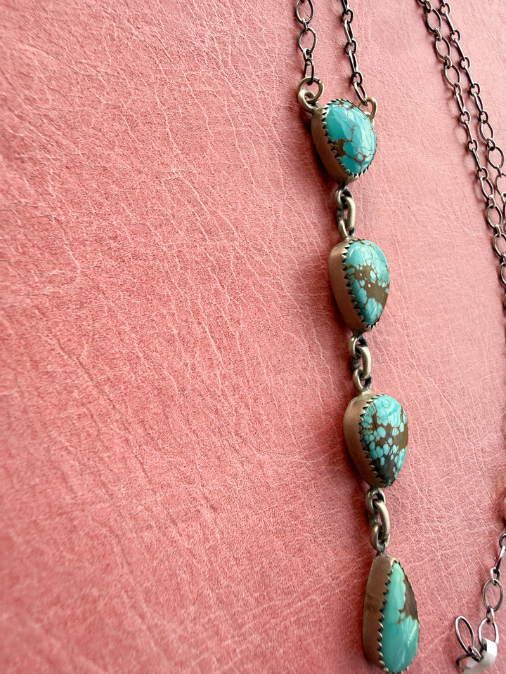 Mine No. 8–Style Turquoise Sterling Silver Lariat Necklace – Southwestern Drop