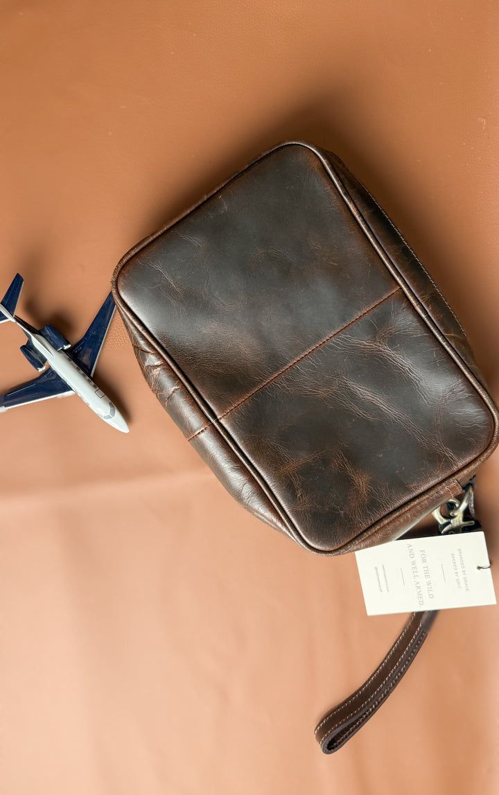 Genuine Cowhide Baby Wipes Holder | Leather Mini Diaper Bag with Wrist Strap