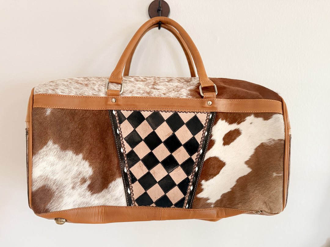 The Checkmate Collection | Cowhide & Leather Travel Set