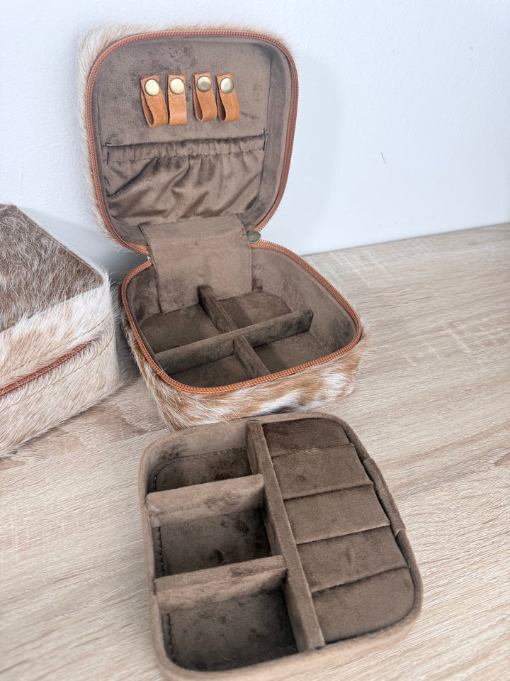 Double Decker Mini | Cowhide Travel Jewelry Box