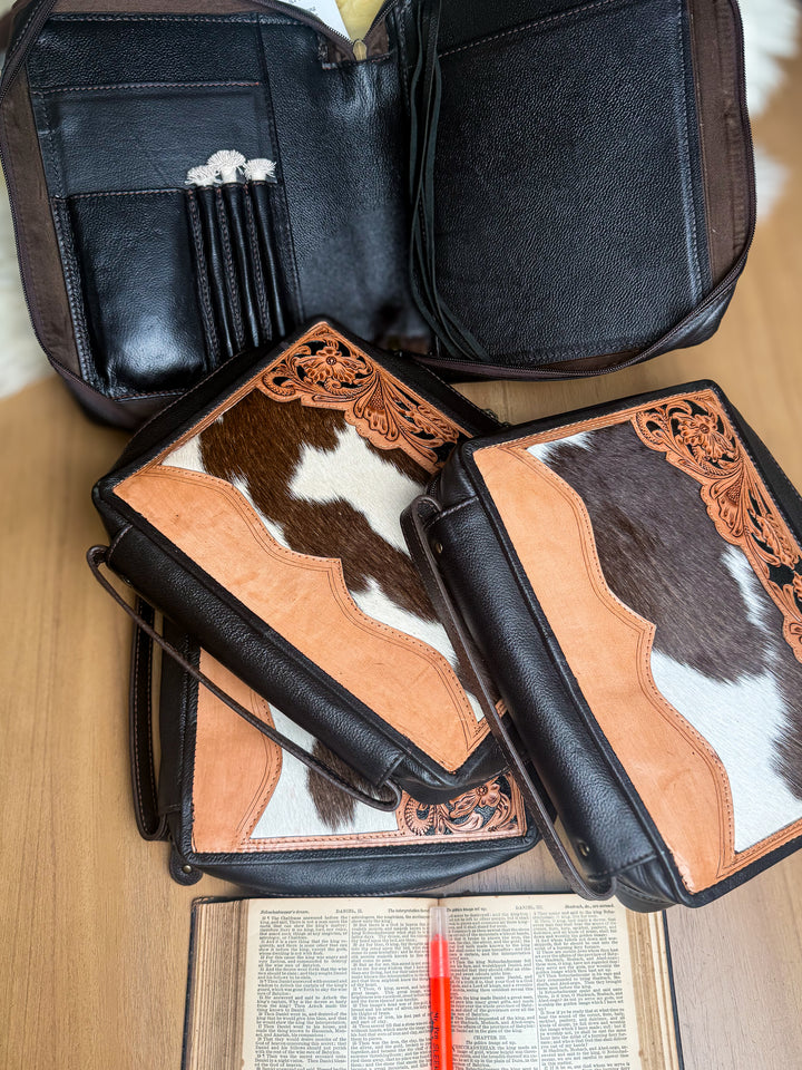 Word Over World™ | Tooled Leather & Cowhide Bible Study Case