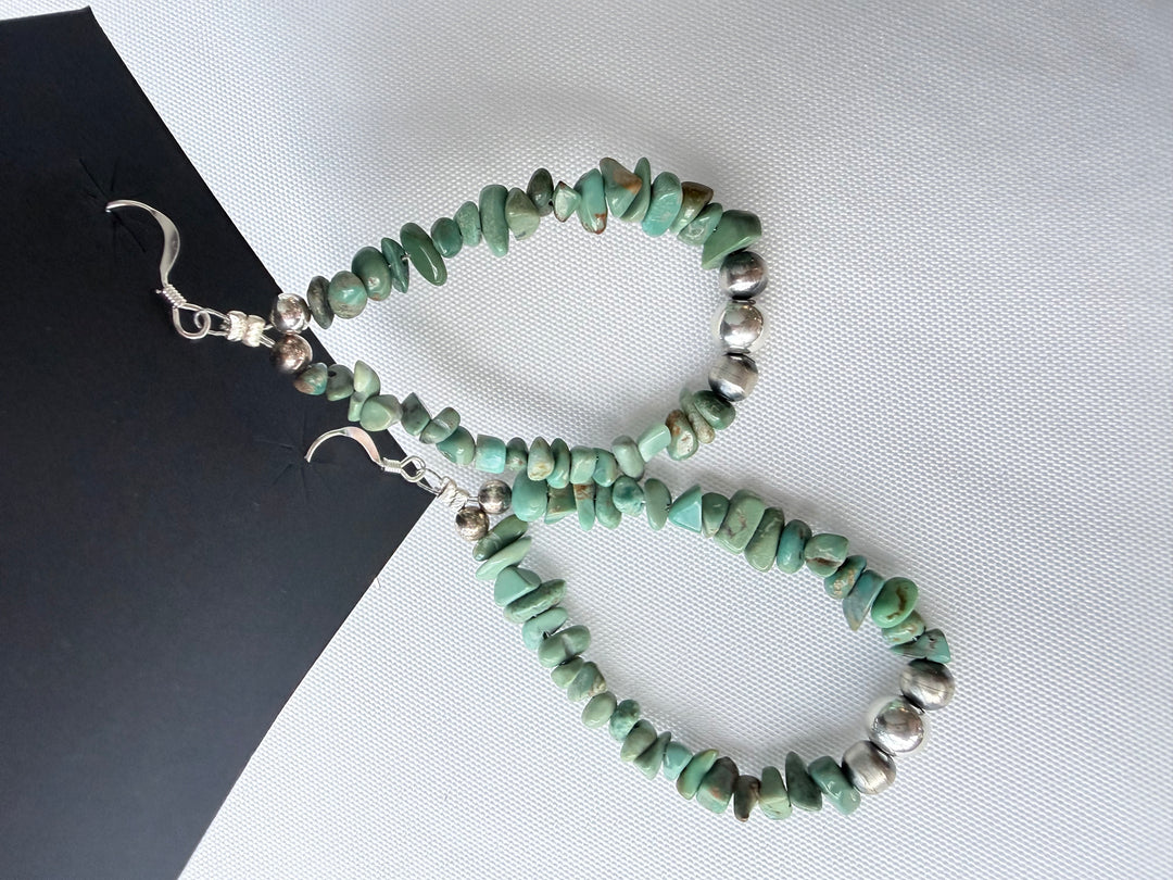 Louise Joe Navajo Turquoise Chip Dangle Earrings | Sterling Silver