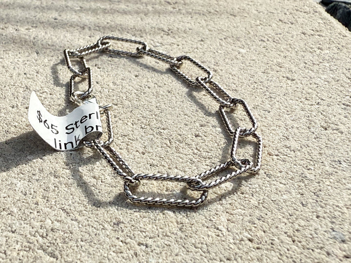 Sterling Silver Rope Link Paperclip Chain Bracelet