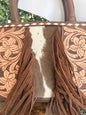 Little Wildflower : Hand Tooled Leather Cowhide and Fringe Mini Western Purse with Handles and Detachable Crossbody Strap