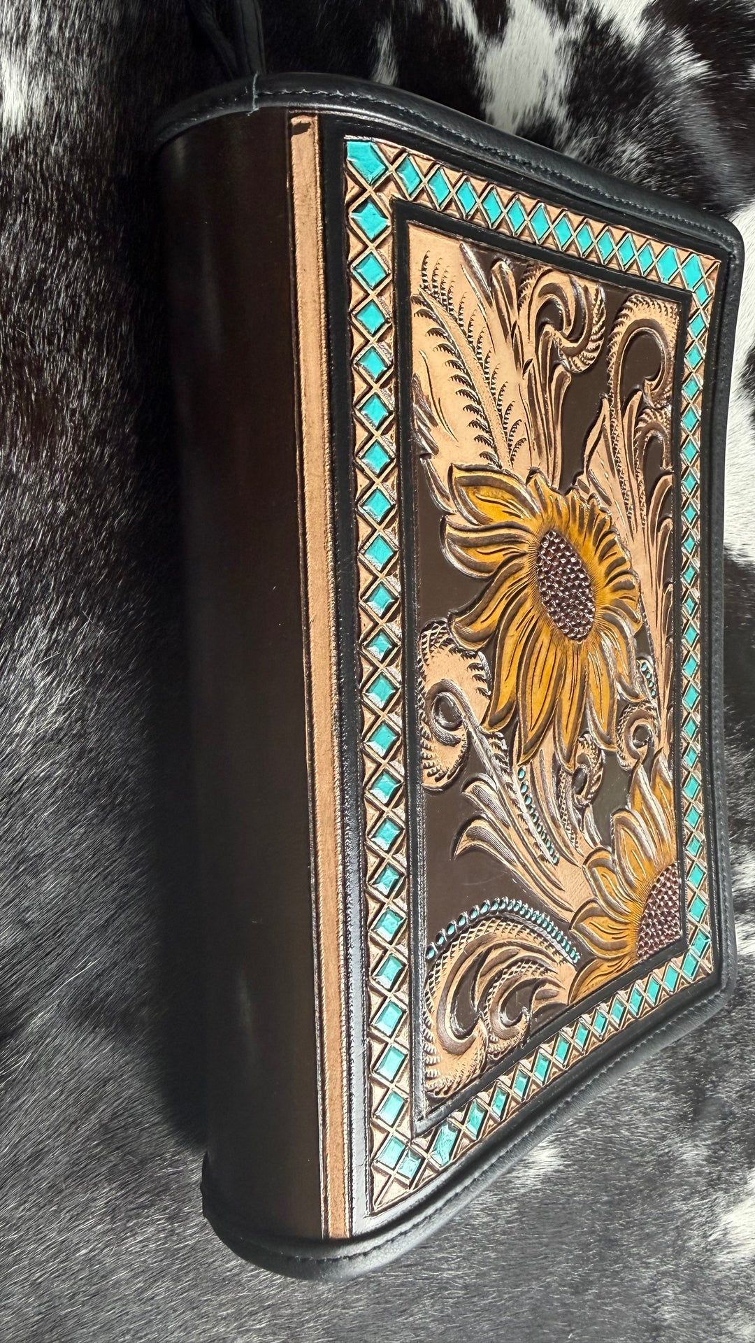 Hand Tooled Leather Bible Cover | Fits Standard, Large Print & Beautiful Word Bibles | Genuine Leather Zip Bible Case