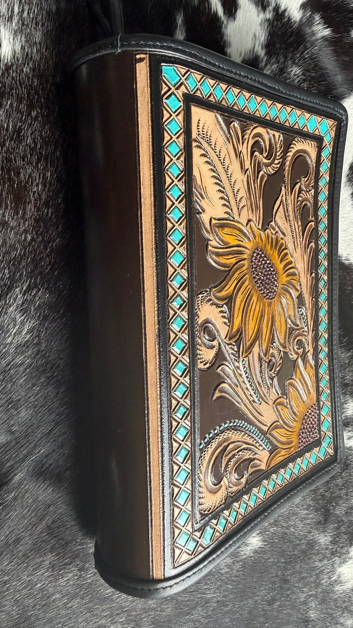 Hand Tooled Leather Bible Cover | Fits Standard, Large Print & Beautiful Word Bibles | Genuine Leather Zip Bible Case