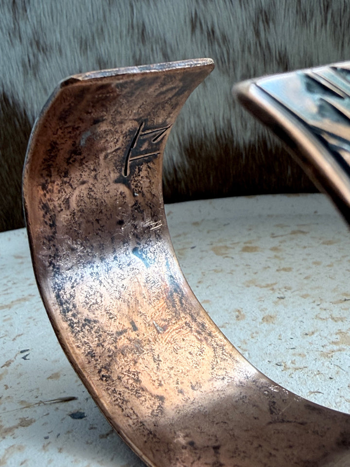 Tristan James Navajo Handmade Pure Copper Stamped Cuffs