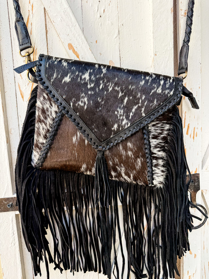 The Harlee Fringe Crossbody | Genuine Leather & Hair-On Hide Western Bag