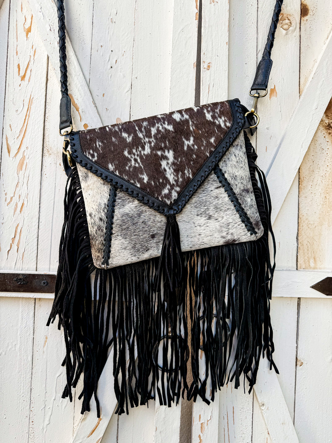 The Harlee Fringe Crossbody | Genuine Leather & Hair-On Hide Western Bag