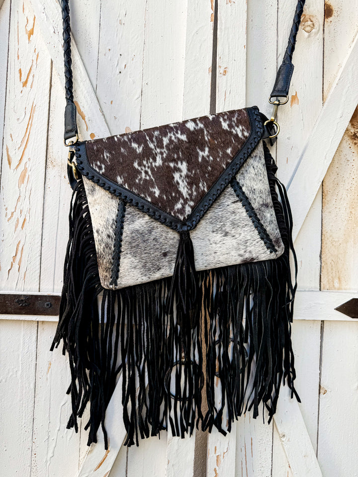 The Harlee Fringe Crossbody | Genuine Leather & Hair-On Hide Western Bag
