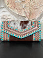 Turquosie Tangle : Tooled Leather Turquoise Stitched Cowhide Wallet