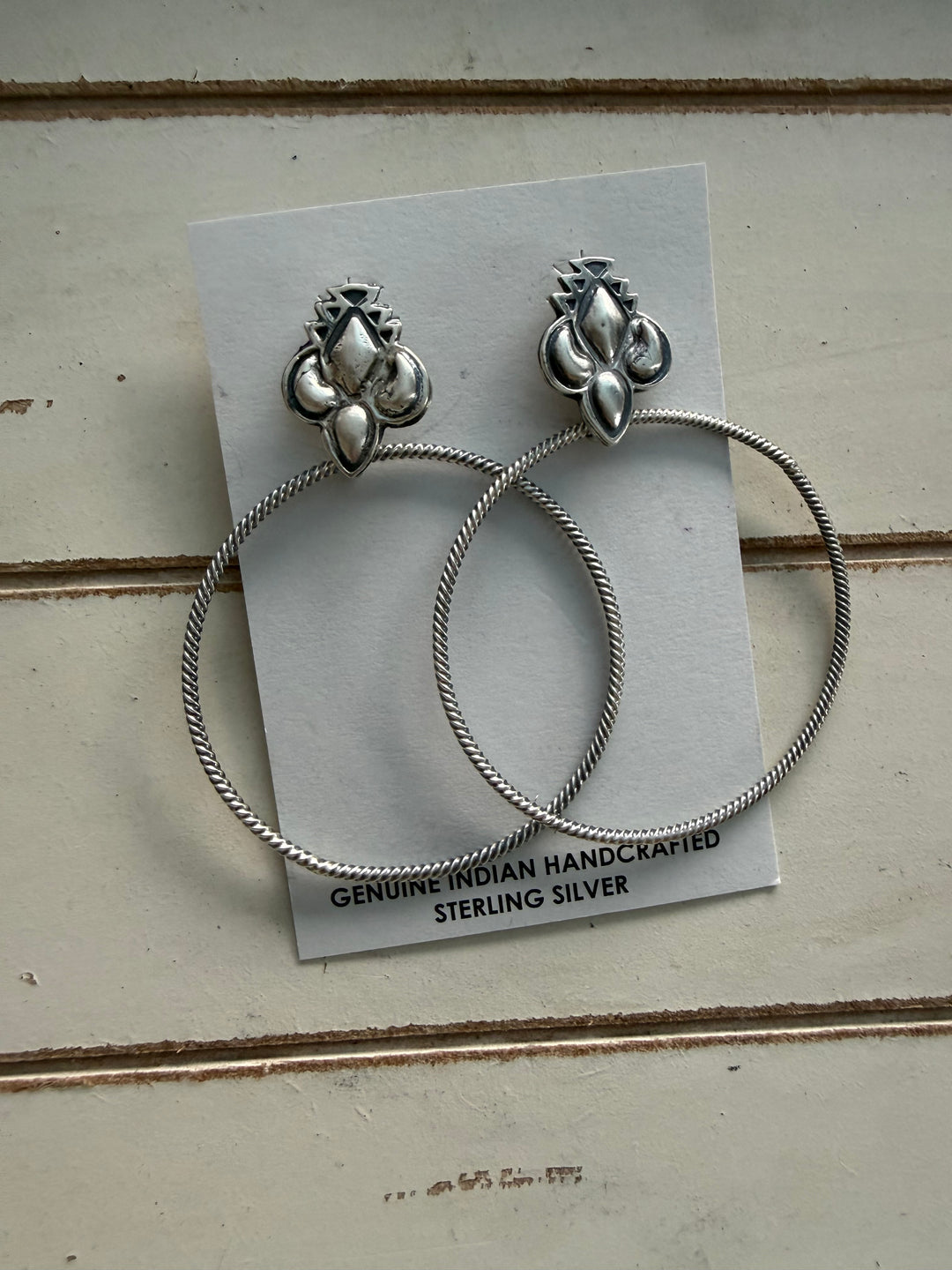 Verley Betone Navajo Sterling Silver Hoop Earrings