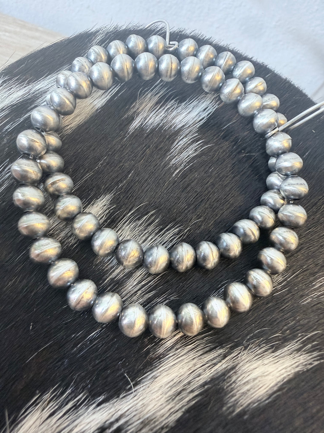 Amanda Larry Navajo Handmade Sterling Silver Pearl Hoop Earrings | 6mm Navajo Pearls