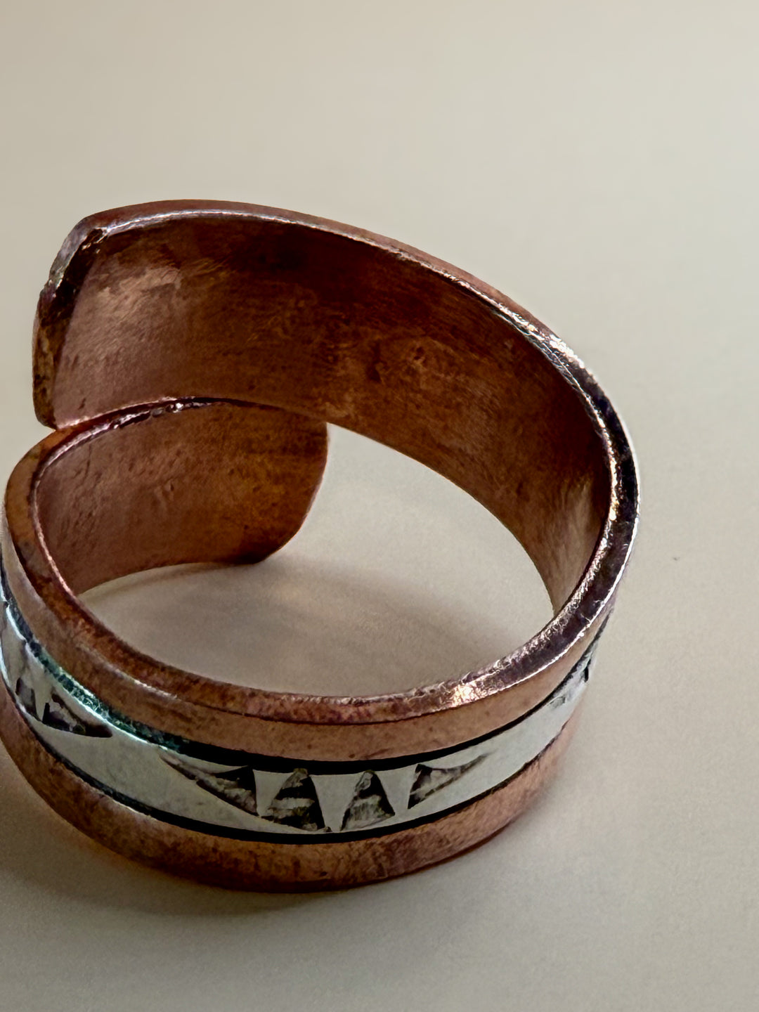 Wylie Secatero Navajo Sterling Silver & Copper Adjustable Bypass Ring | Handmade Native American Jewelry