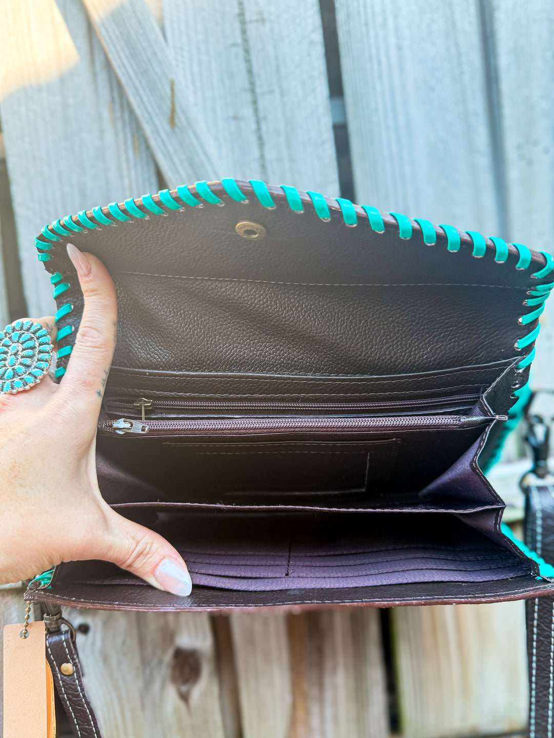 Down For Whatever | Tooled Basketweave Leather and Cowhide Day to Night Crossbody Clutch