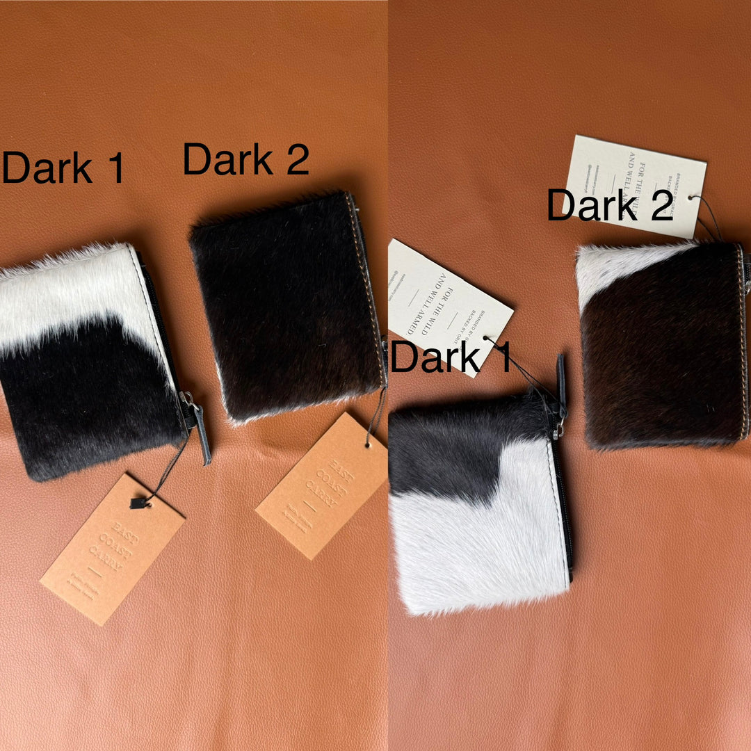 Genuine Cowhide Zipper Pouch | Hair-On Cowhide Coin Purse, Card Holder & Cash Wallet