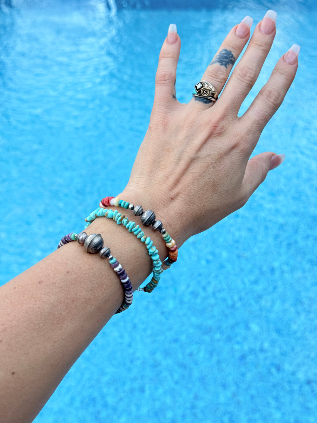 Kimberly Tom Navajo Wampum & Turquoise Stacker Bracelet