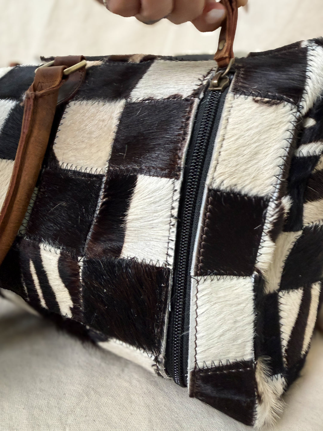 Checking In Weekender Duffle – Genuine Hair On Cowhide & Full-Grain Leather Travel Bag