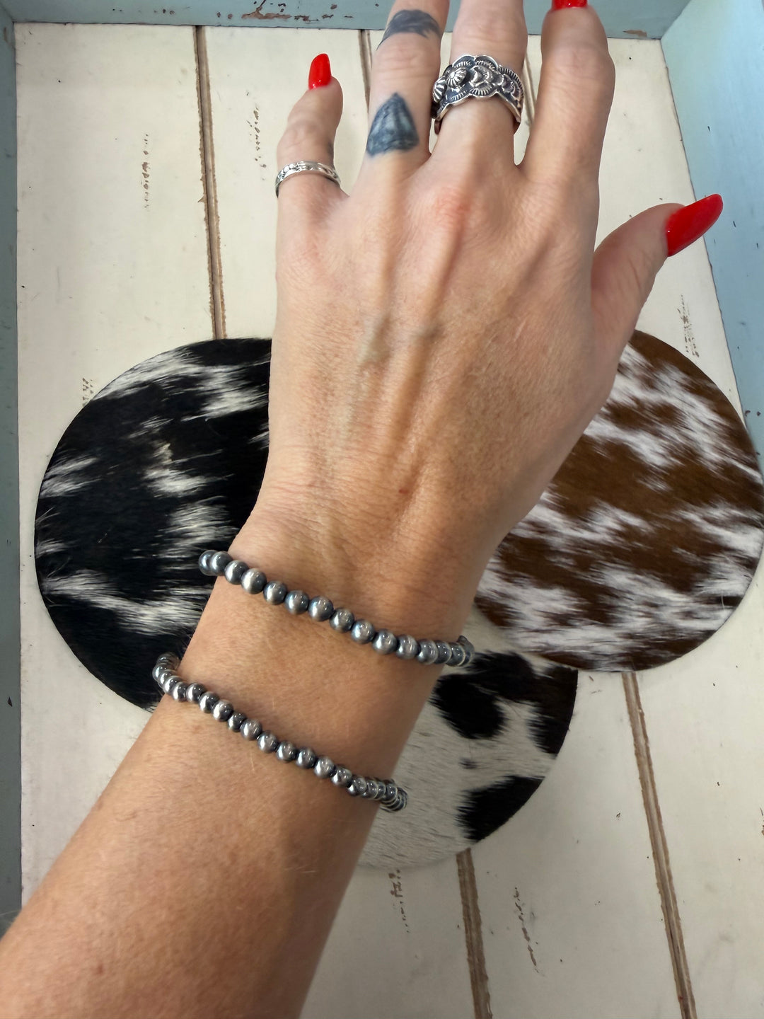 Desert Pearls | Sterling Silver Beaded Stretch Bracelet