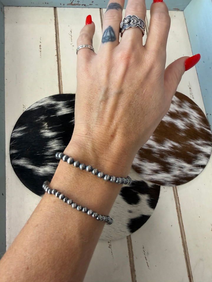Desert Pearls | Sterling Silver Beaded Stretch Bracelet