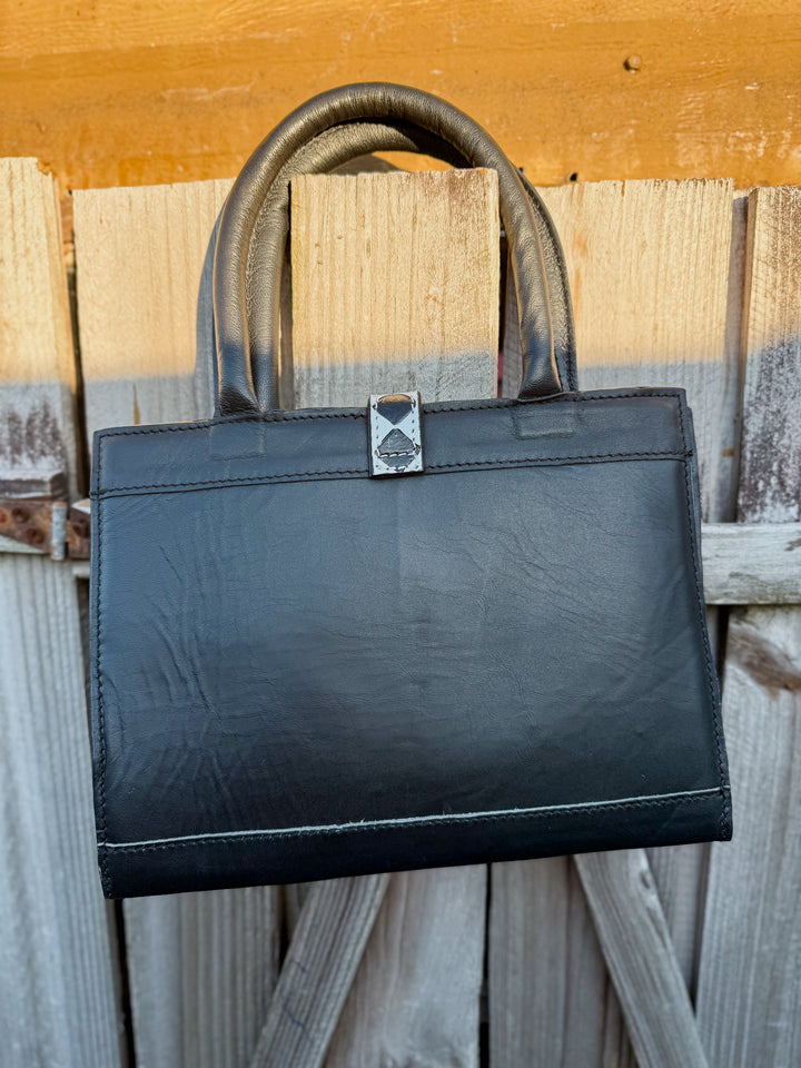 Speed Check Bible Book Carry Cover | Tooled Black and White Checkered Cowhide Bible Carry Cover