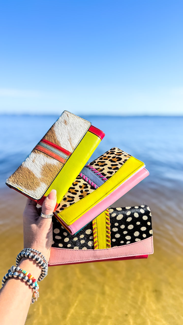 Palm Beach Rodeo | Hair on Hide with Animal Design and Colorful Recycled Leather Wallets