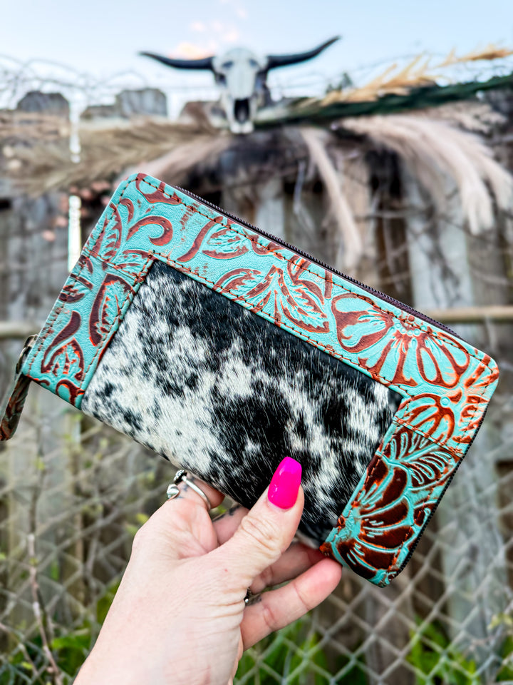 Cowhide Zip Wallet | Willow Lane Western Leather Wallet for Women
