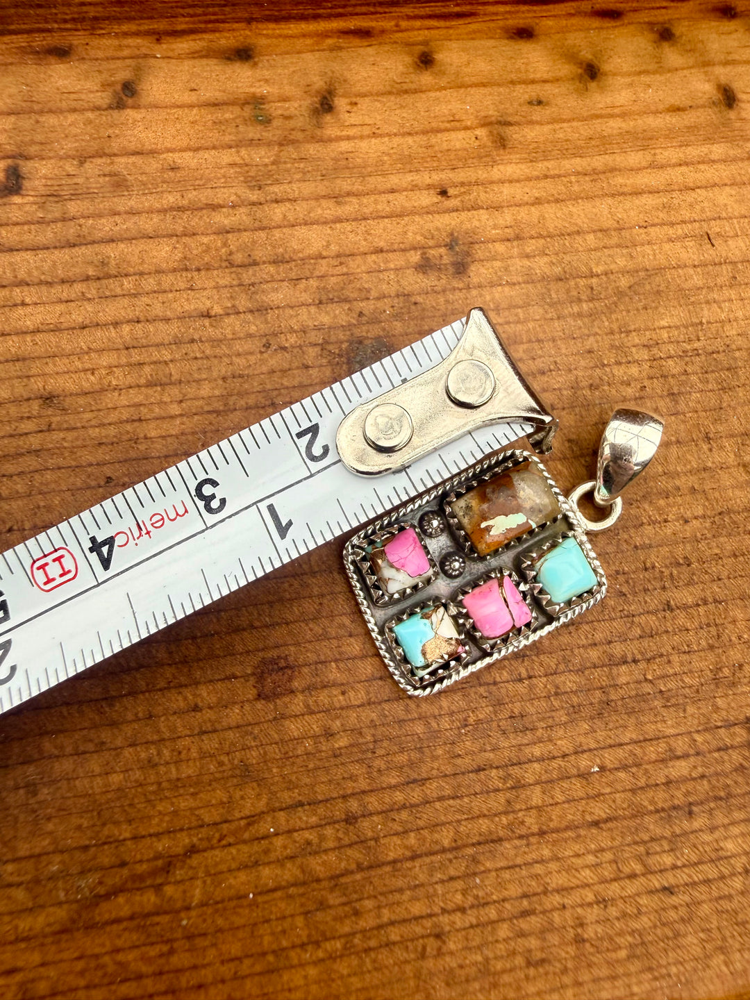 Mine #8 Turquoise & Pink “Cotton Candy” Composite Sterling Silver Pendant